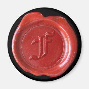 Vax Seal Monogram Magnet - Red - Old English -