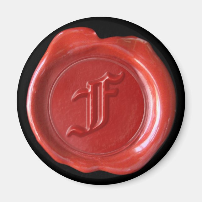 Vax Seal Monogram Magnet - Red - Old English - (Framsidan)