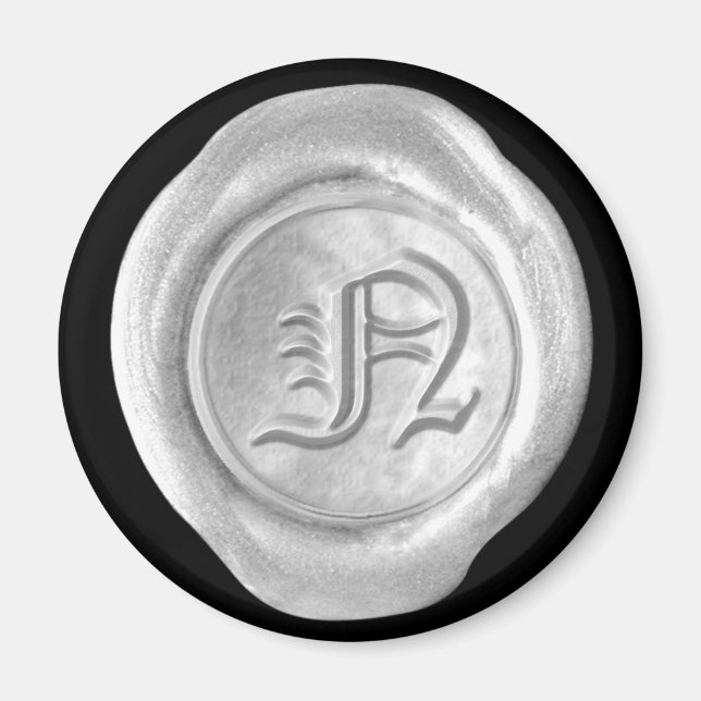 Vax Seal Monogram Magnet - Silver - gammal engelsk (Framsidan)