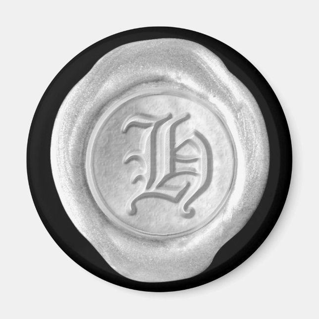 Vax Seal Monogram Magnet - Silver - gammal engelsk (Framsidan)
