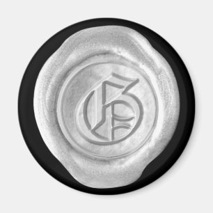 Vax Seal Monogram Magnet - Silver - gammal engelsk