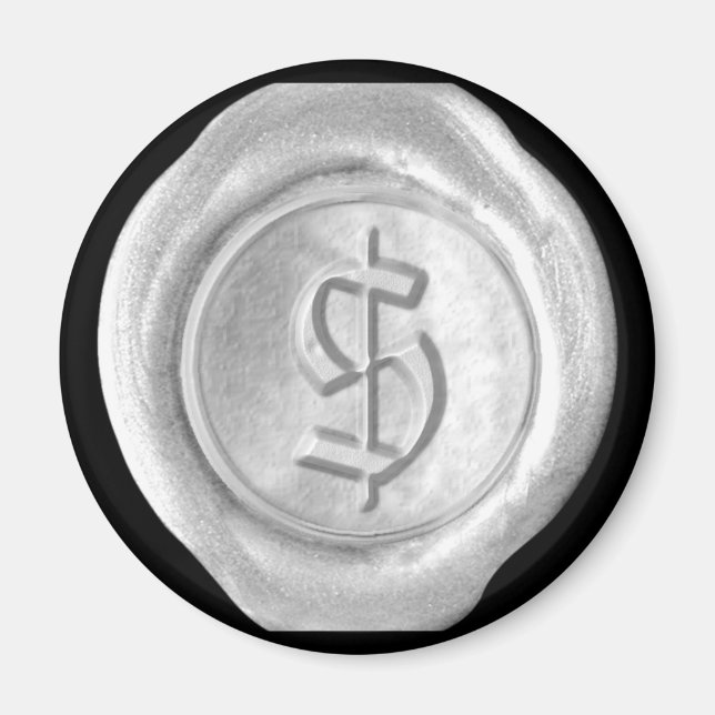Vax Seal Monogram Magnet - Silver - gammal engelsk (Framsidan)