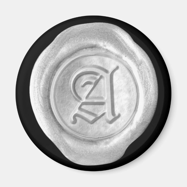 Vax Seal Monogram Magnet - Silver - gammal engelsk (Framsidan)