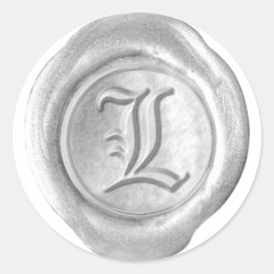 Vax Seal Monogram - Silver - Gamla engelska L - Runt Klistermärke