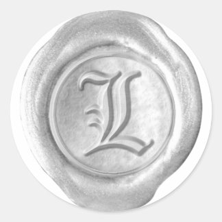 Vax Seal Monogram - Silver - Gamla engelska L - Runt Klistermärke