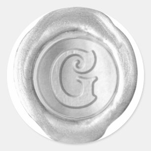 Vax Seal Monogram - Silver - Victorian G - Runt Klistermärke
