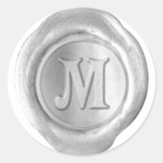 Vax Seal Monogram - Silver - Victorian M - Runt Klistermärke
