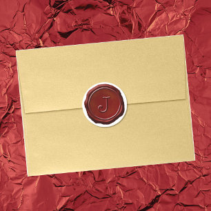 Vax Seal Red Monogram J Initial Runt Klistermärke