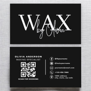 Vax Specialist Esthetician QR Code Black White Visitkort