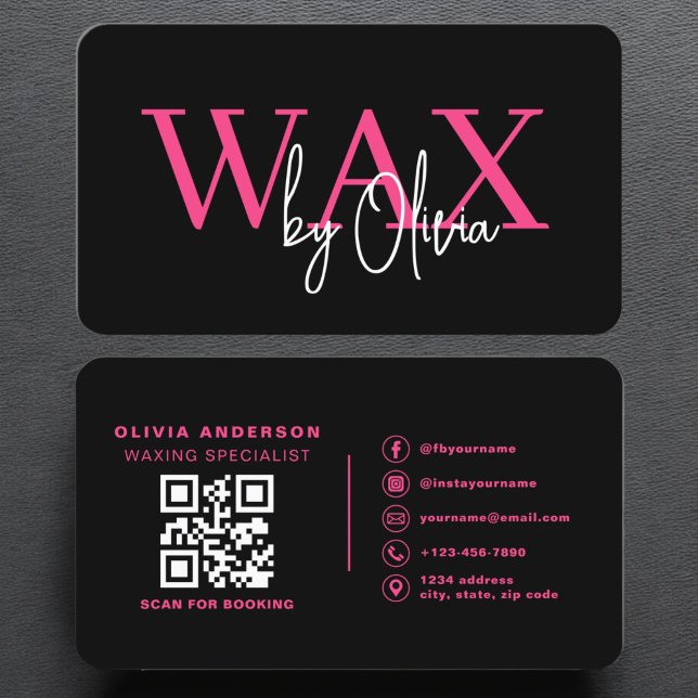 Vax Specialist Esthetician QR Code Shock rosa Visitkort (Skapare uppladdad)