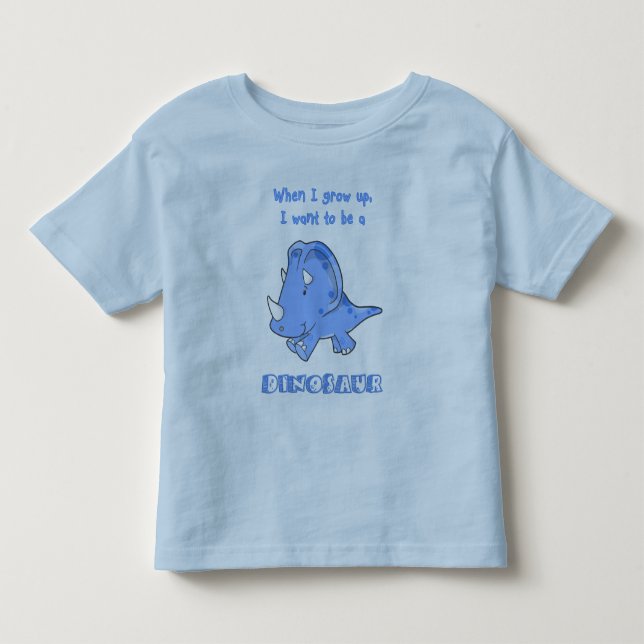 väx upp dinosaurblått tee shirt (Framsida)