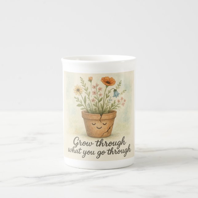 Växa Genom Det Du Går Igenom Benporslin Mugg (Framsidan)