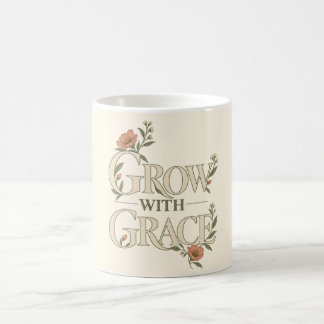 Växa med grace Elegant botanisk typografi Kaffemugg