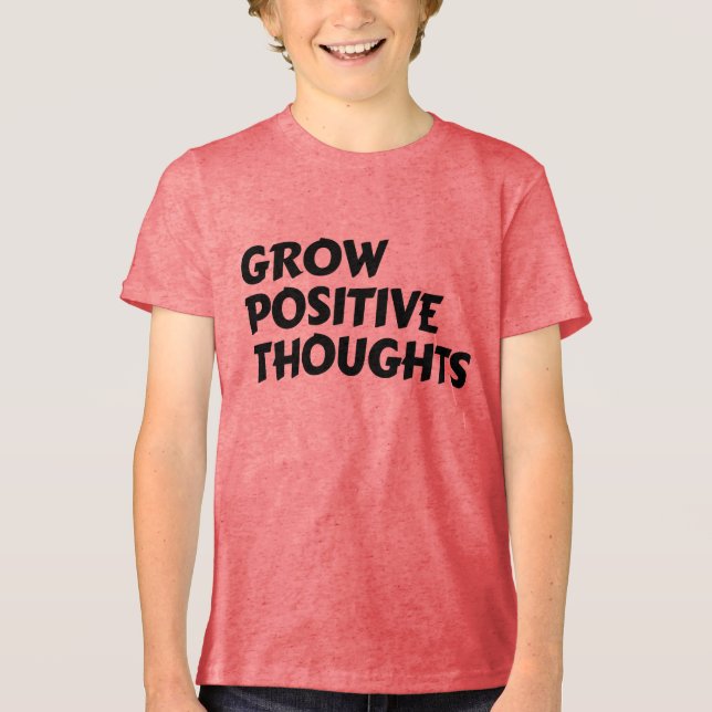 växa positiva tankar inspirerande typografi t shirt (Framsida)