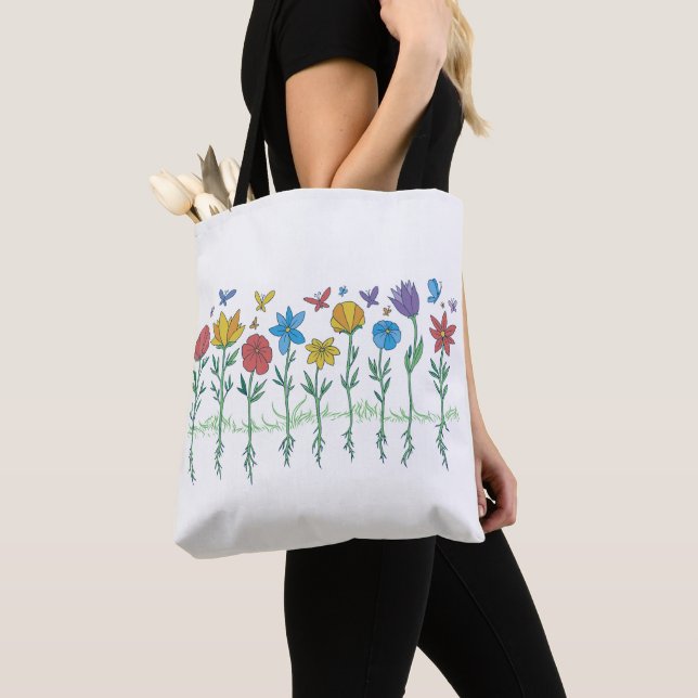 Växande blommor design tygkasse (Närbild)