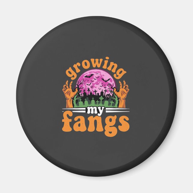 Växande Hörntänder Halloween Vampyrdesign_1 Magnet (Framsidan)