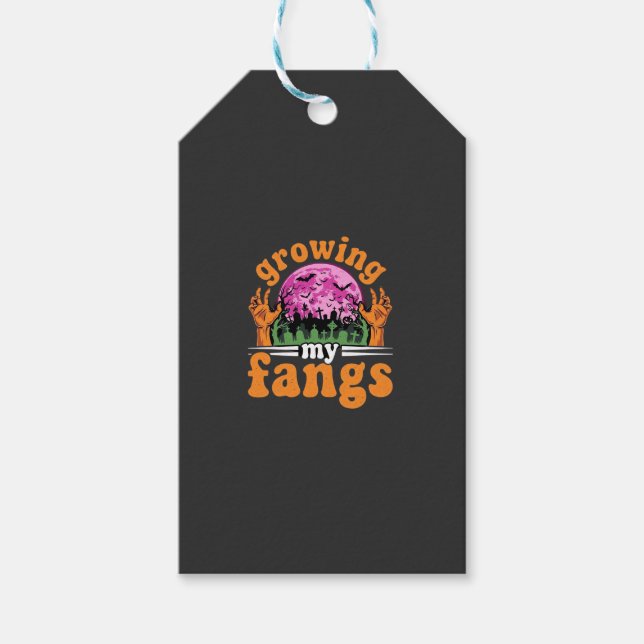 Växande Hörntänder Halloween Vampyrdesign_1 Presentetikett (Framsidan)
