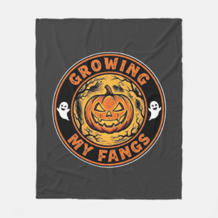 Växande huggtänder Halloween-pumpa Spökdesign_1 Fleecefilt
