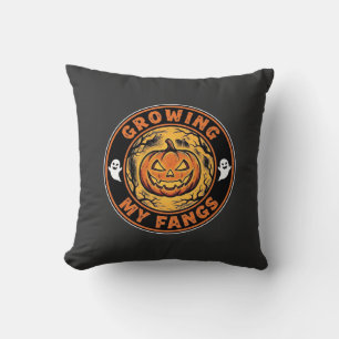 Växande huggtänder Halloween-pumpa Spökdesign_1 Kudde