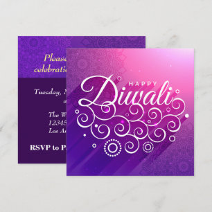 Växande Lila med blomning Rangoli Lycklig Diwali Inbjudningar