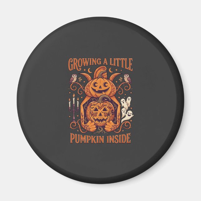 Växande Liten Pumpa Inuti Halloween-pumpor G Magnet (Framsidan)