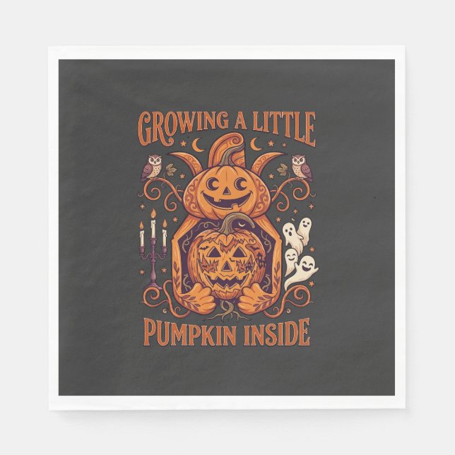 Växande Liten Pumpa Inuti Halloween-pumpor G Pappersservett (Framsidan)