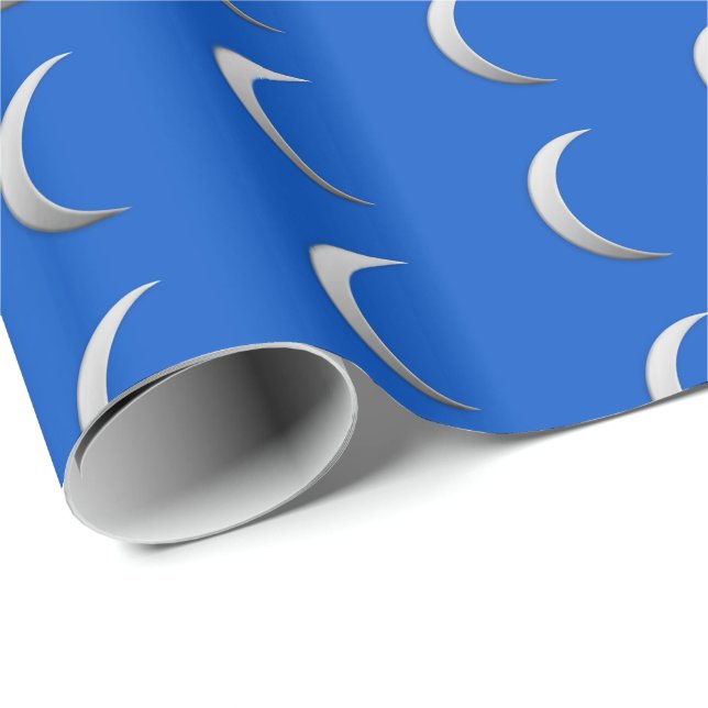 Växande måne för silver - koboltblåttbakgrund presentpapper (Rullad Hörn)