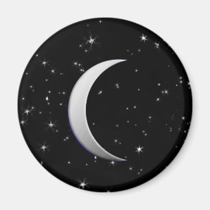 Växande måne för silver - starry bakgrund magnet