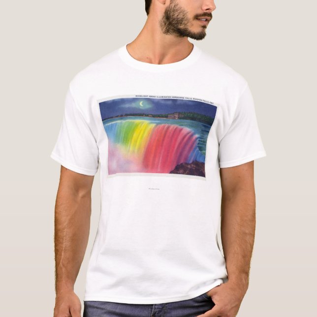 Växande måne ovanför upplyst Horseshow Tee Shirt (Framsida)