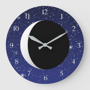 Växande måne på en Starry bakgrund Stor Klocka