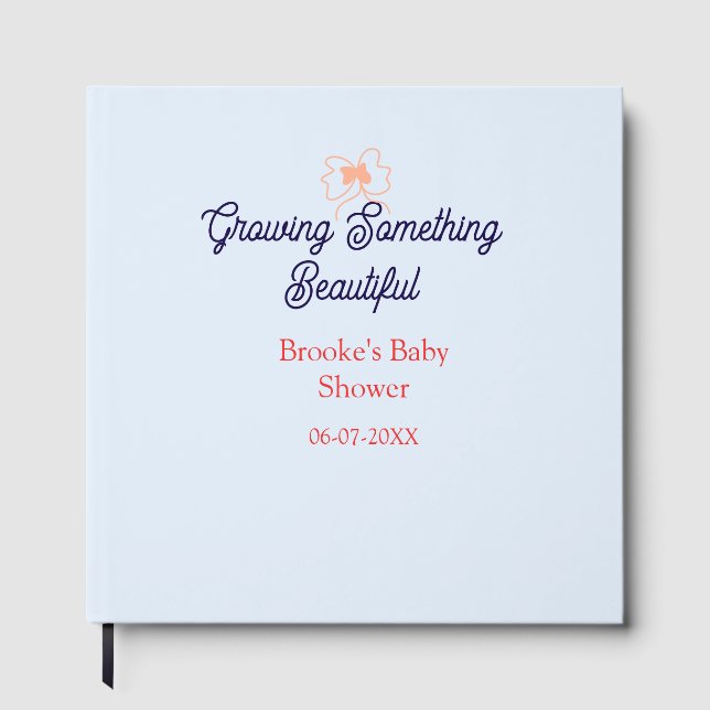 växande något vackert persikobåge baby shower gästböcker (Framsida)