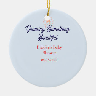 växande något vackert persikobåge baby shower julgransprydnad keramik
