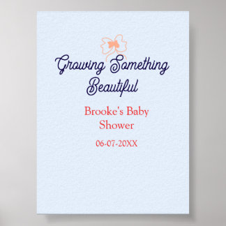 växande något vackert persikobåge baby shower poster
