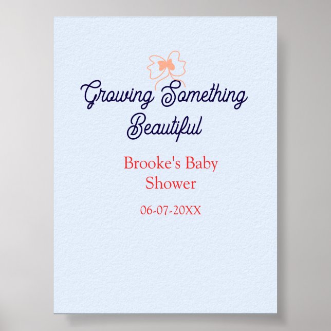 växande något vackert persikobåge baby shower poster (Framsidan)