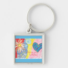 Växande nyckelkedja fyrkantig silverfärgad nyckelring