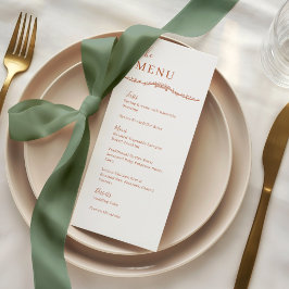 Växande Ros Vin Terrakotta Crest Bröllopsmiddag Meny