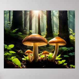 Växande svampar i skog poster