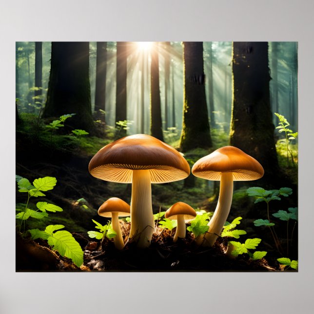 Växande svampar i skog poster (Framsidan)