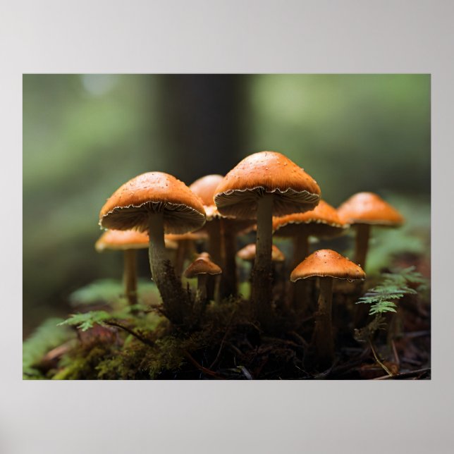 Växande svampar i skog poster (Framsidan)