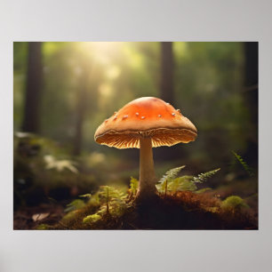 Växande svampar i skog poster