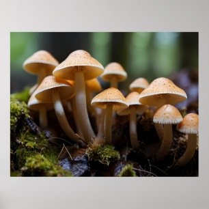 Växande svampar i skog poster