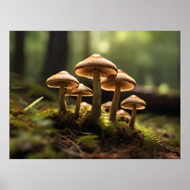 Växande svampar i skog poster (Framsidan)