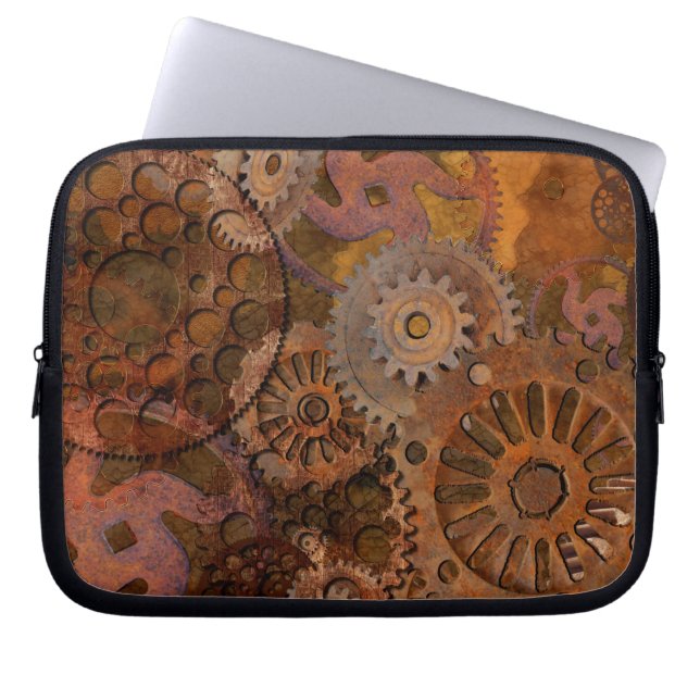 Växelverk - Stålväxlar och kuggar Laptop Sleeve (Framsidan)