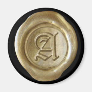 Vaxen förseglar Monogrammagneten - guld - gammala Magnet