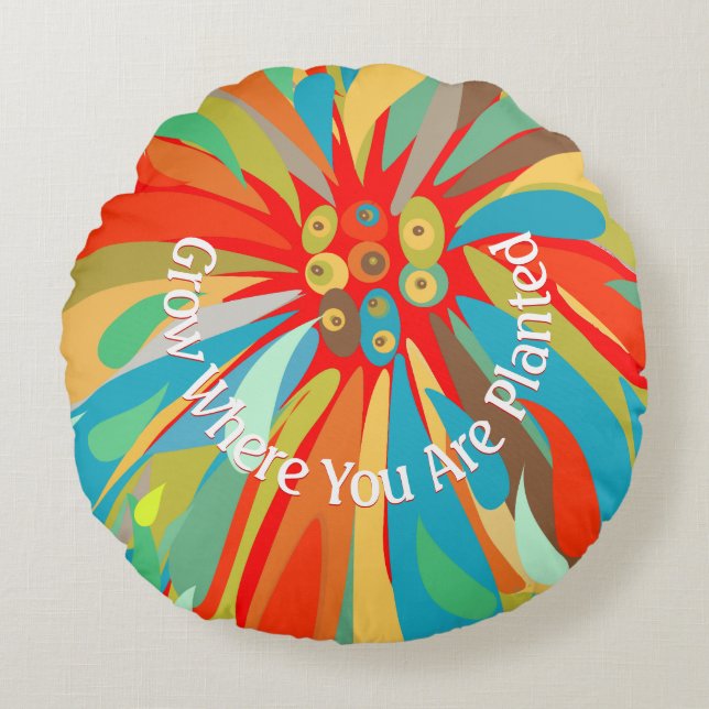 Växla där du är planerad Chrysanthemum Rund Kudde (Framsidan)
