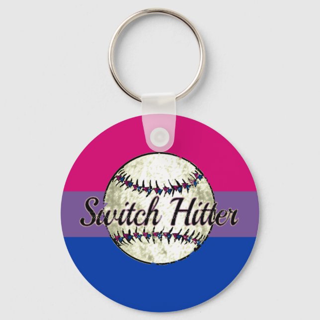 Växla Hitter med Bi-Pridets Flagga Nyckelring (Framsida)