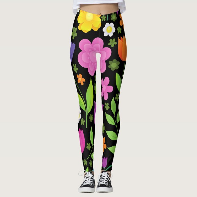 Växla positiva blommor färgstarka leggings (Framsida)