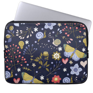 Växla positiva blommor och fjärilsmusslor färgstar laptop fodral