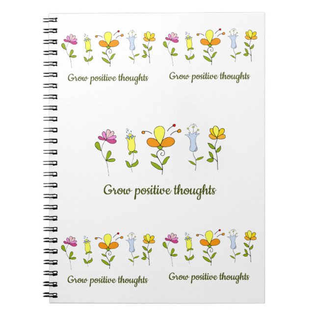 Växla positiva tankar blommor anteckningsbok (Framsidan)