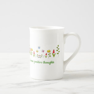 Växla positiva tankar blommor benporslin mugg